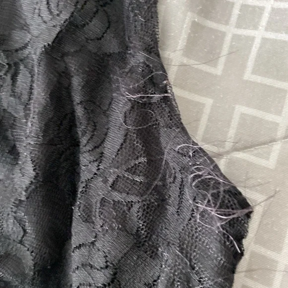 Black floral double-layer diagonal v-neck midi Flowy dress - Picture 11 of 17